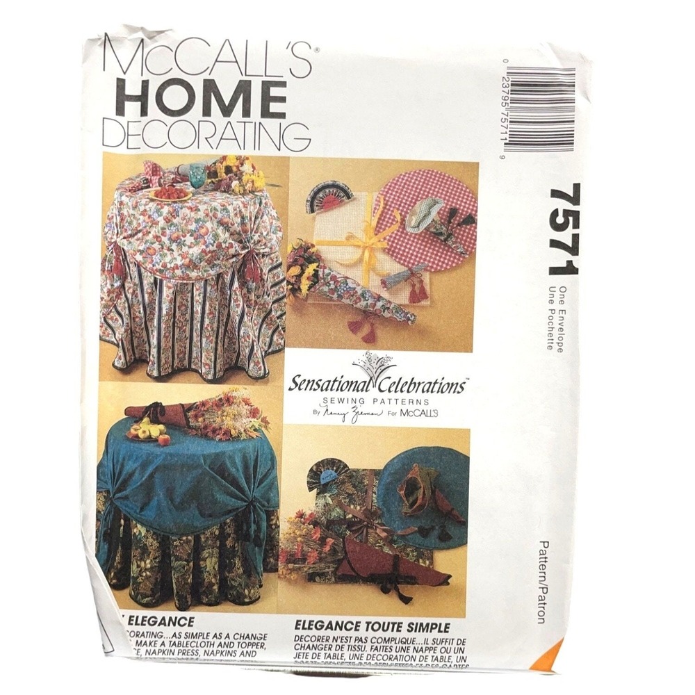 McCalls Sewing Pattern 7571 Table Coverings